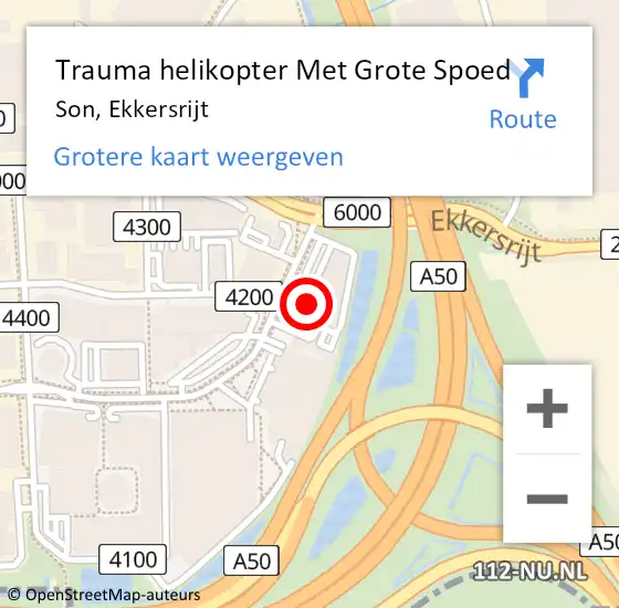 Locatie op kaart van de 112 melding: Trauma helikopter Met Grote Spoed Naar Son, Ekkersrijt op 18 april 2025 14:08