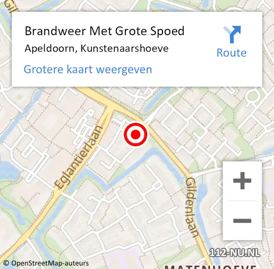 Locatie op kaart van de 112 melding: Brandweer Met Grote Spoed Naar Apeldoorn, Kunstenaarshoeve op 13 november 2014 19:37