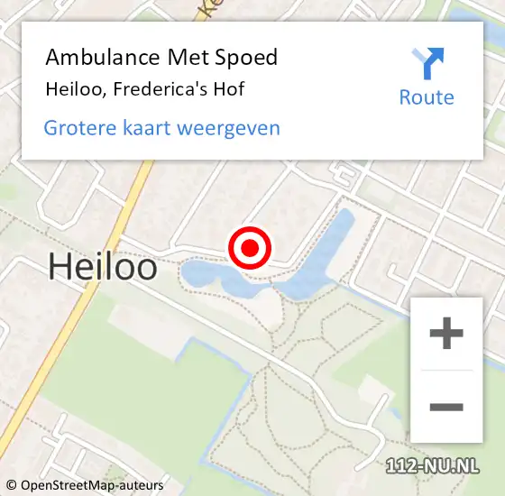 Locatie op kaart van de 112 melding: Ambulance Met Spoed Naar Heiloo, Frederica's Hof op 18 april 2025 17:06