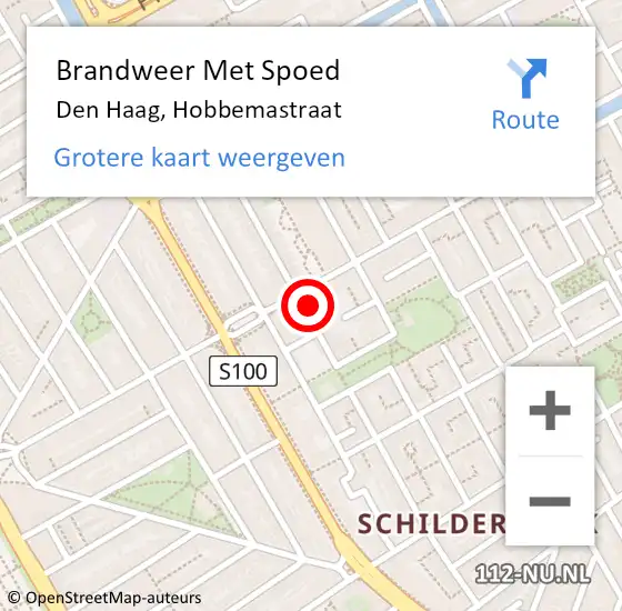 Locatie op kaart van de 112 melding: Brandweer Met Spoed Naar Den Haag, Hobbemastraat op 18 april 2025 18:23