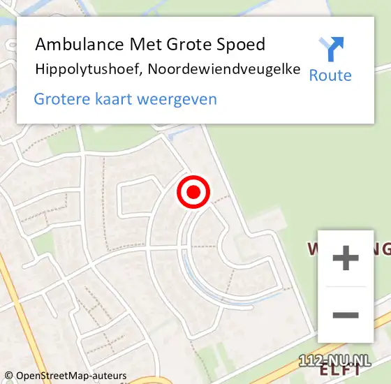 Locatie op kaart van de 112 melding: Ambulance Met Grote Spoed Naar Hippolytushoef, Noordewiendveugelke op 13 november 2014 20:19