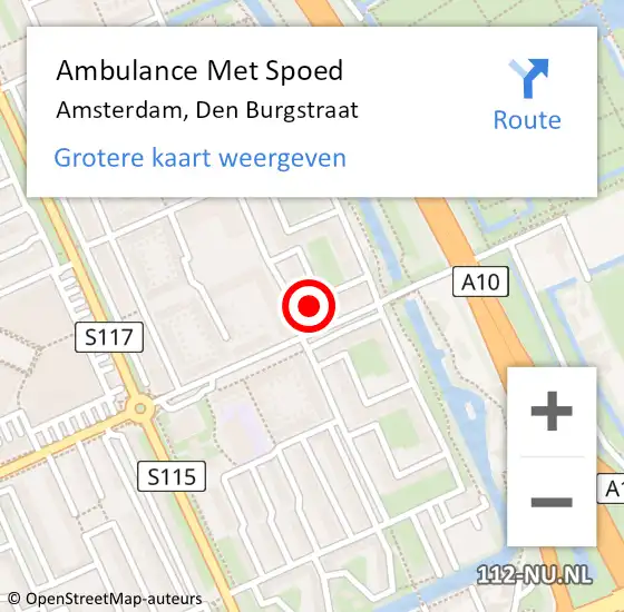 Locatie op kaart van de 112 melding: Ambulance Met Spoed Naar Amsterdam, Den Burgstraat op 18 april 2025 19:47