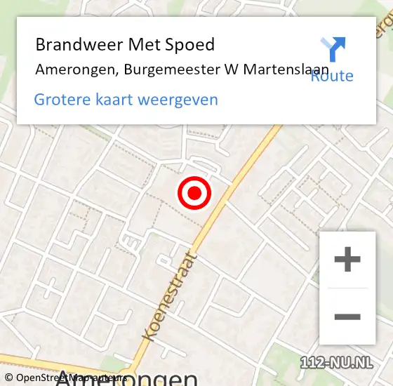 Locatie op kaart van de 112 melding: Brandweer Met Spoed Naar Amerongen, Burgemeester W Martenslaan op 13 november 2014 20:36