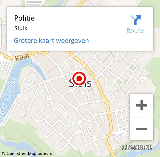 Locatie op kaart van de 112 melding: Politie Sluis op 13 november 2014 20:38