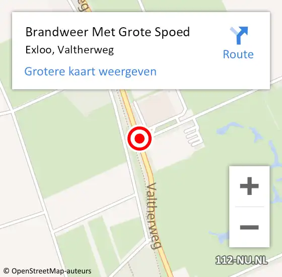 Locatie op kaart van de 112 melding: Brandweer Met Grote Spoed Naar Exloo, Valtherweg op 13 november 2014 21:04