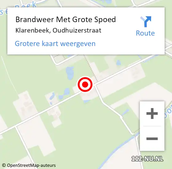 Locatie op kaart van de 112 melding: Brandweer Met Grote Spoed Naar Klarenbeek, Oudhuizerstraat op 13 november 2014 21:05