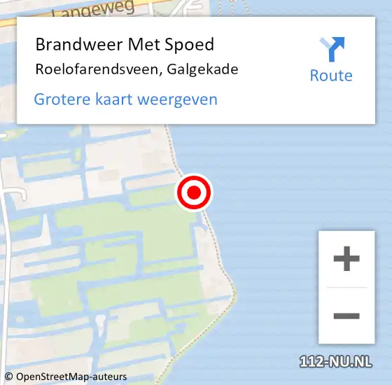 Locatie op kaart van de 112 melding: Brandweer Met Spoed Naar Roelofarendsveen, Galgekade op 13 november 2014 21:21