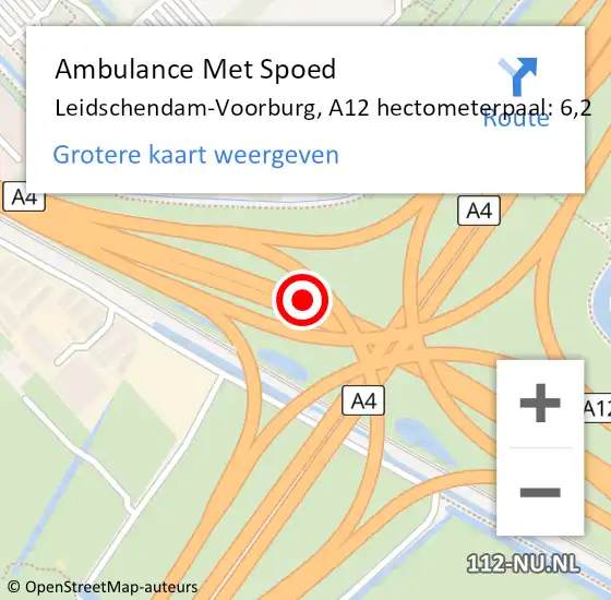 Locatie op kaart van de 112 melding: Ambulance Met Spoed Naar Leidschendam-Voorburg, A12 hectometerpaal: 6,2 op 19 april 2025 11:34