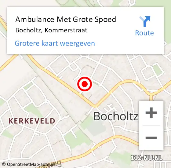 Locatie op kaart van de 112 melding: Ambulance Met Grote Spoed Naar Bocholtz, Kommerstraat op 13 november 2014 22:26