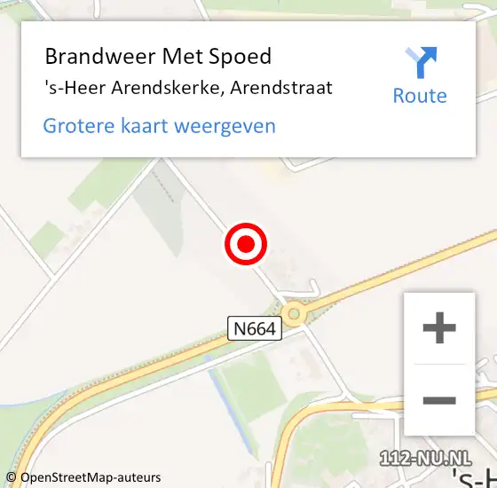 Locatie op kaart van de 112 melding: Brandweer Met Spoed Naar 's-Heer Arendskerke, Arendstraat op 19 april 2025 16:21