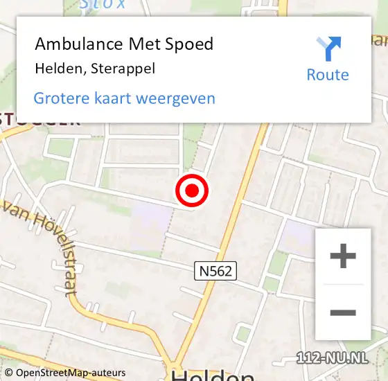 Locatie op kaart van de 112 melding: Ambulance Met Spoed Naar Helden, Sterappel op 13 november 2014 22:40