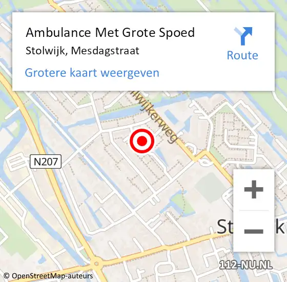 Locatie op kaart van de 112 melding: Ambulance Met Grote Spoed Naar Stolwijk, Mesdagstraat op 13 november 2014 23:00