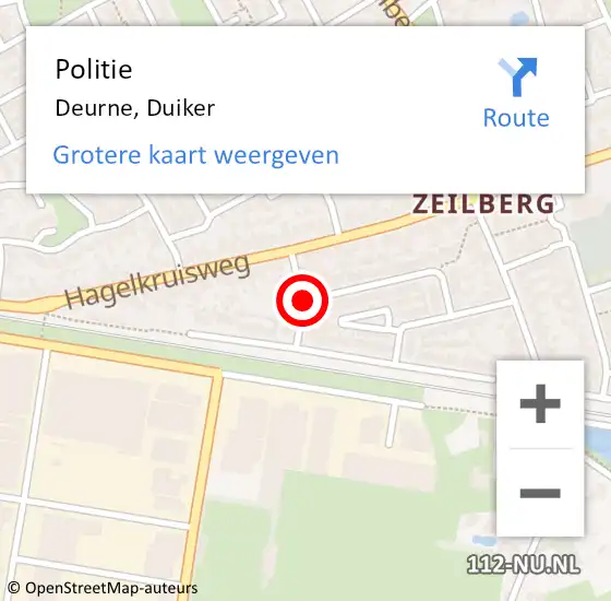 Locatie op kaart van de 112 melding: Politie Deurne, Duiker op 13 november 2014 23:14