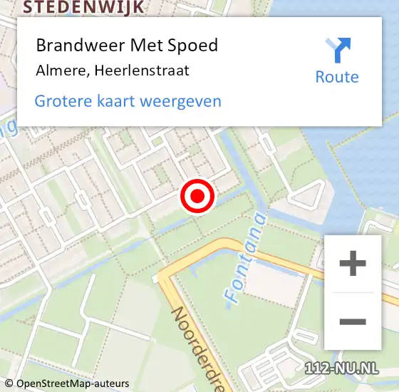 Locatie op kaart van de 112 melding: Brandweer Met Spoed Naar Almere, Heerlenstraat op 13 november 2014 23:20