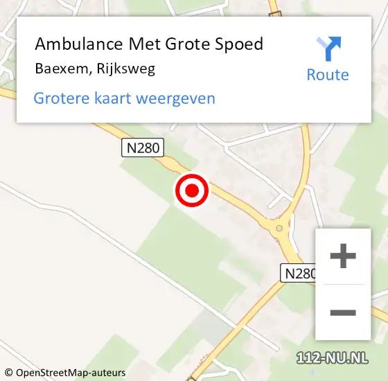 Locatie op kaart van de 112 melding: Ambulance Met Grote Spoed Naar Baexem, Rijksweg op 13 november 2014 23:31