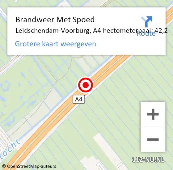 Locatie op kaart van de 112 melding: Brandweer Met Spoed Naar Leidschendam-Voorburg, A4 hectometerpaal: 42,2 op 19 april 2025 22:11