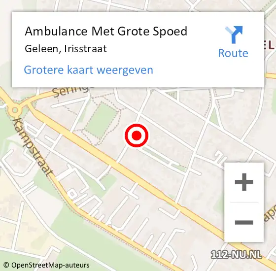 Locatie op kaart van de 112 melding: Ambulance Met Grote Spoed Naar Geleen, Irisstraat op 14 november 2014 00:06