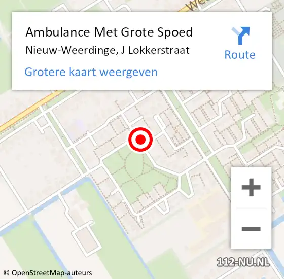 Locatie op kaart van de 112 melding: Ambulance Met Grote Spoed Naar Nieuw-Weerdinge, J Lokkerstraat op 14 november 2014 00:33