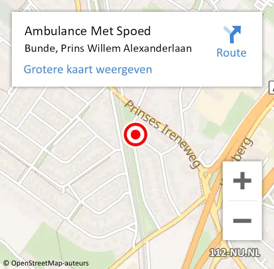 Locatie op kaart van de 112 melding: Ambulance Met Spoed Naar Bunde, Prins Willem Alexanderlaan op 14 november 2014 01:03