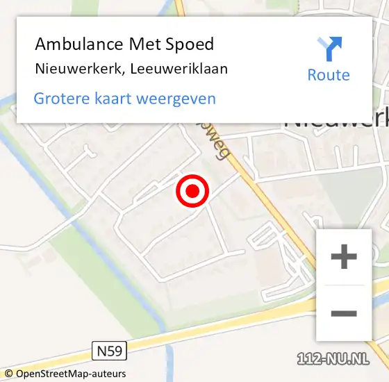 Locatie op kaart van de 112 melding: Ambulance Met Spoed Naar Nieuwerkerk, Leeuweriklaan op 14 november 2014 02:15