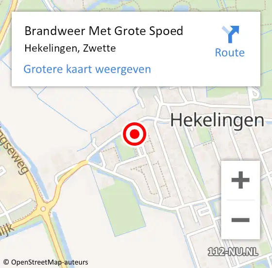 Locatie op kaart van de 112 melding: Brandweer Met Grote Spoed Naar Hekelingen, Zwette op 14 november 2014 02:32