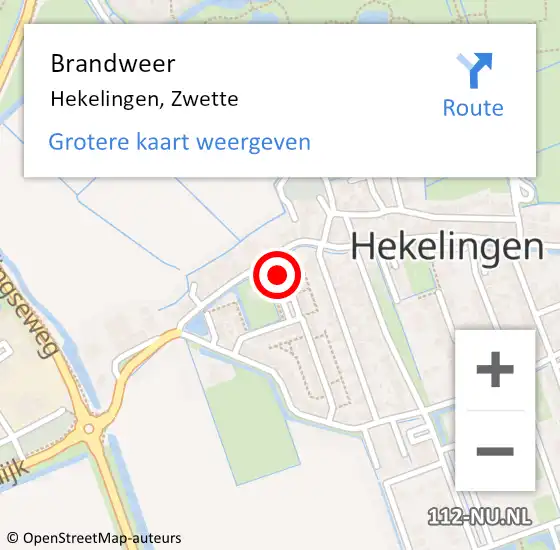 Locatie op kaart van de 112 melding: Brandweer Hekelingen, Zwette op 14 november 2014 02:33