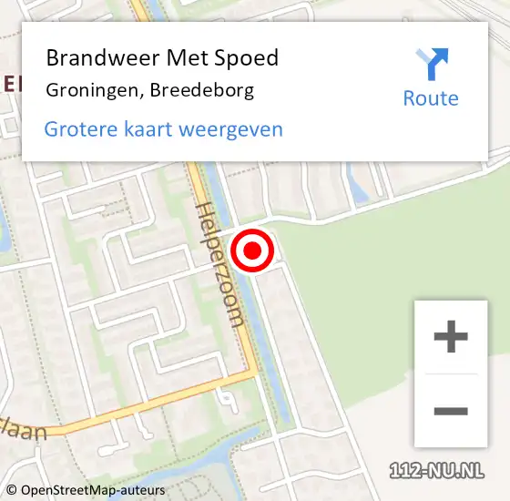 Locatie op kaart van de 112 melding: Brandweer Met Spoed Naar Groningen, Breedeborg op 14 november 2014 02:43