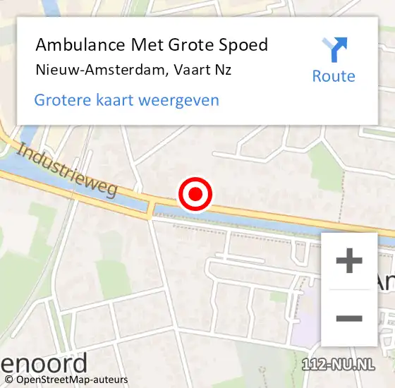 Locatie op kaart van de 112 melding: Ambulance Met Grote Spoed Naar Nieuw-Amsterdam, Vaart Nz op 14 november 2014 03:21