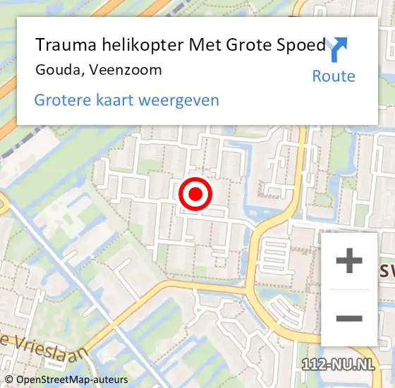 Locatie op kaart van de 112 melding: Trauma helikopter Met Grote Spoed Naar Gouda, Veenzoom op 20 april 2025 18:43