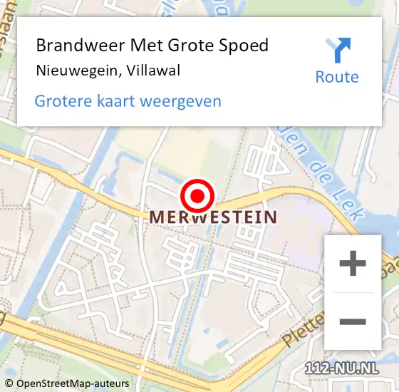 Locatie op kaart van de 112 melding: Brandweer Met Grote Spoed Naar Nieuwegein, Villawal op 14 november 2014 04:19