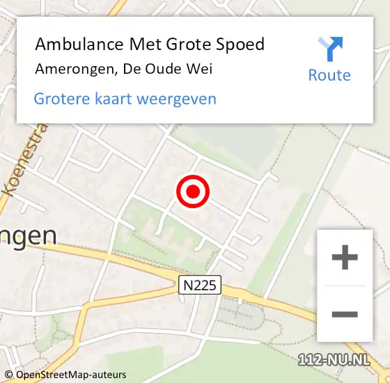 Locatie op kaart van de 112 melding: Ambulance Met Grote Spoed Naar Amerongen, De Oude Wei op 14 november 2014 04:20