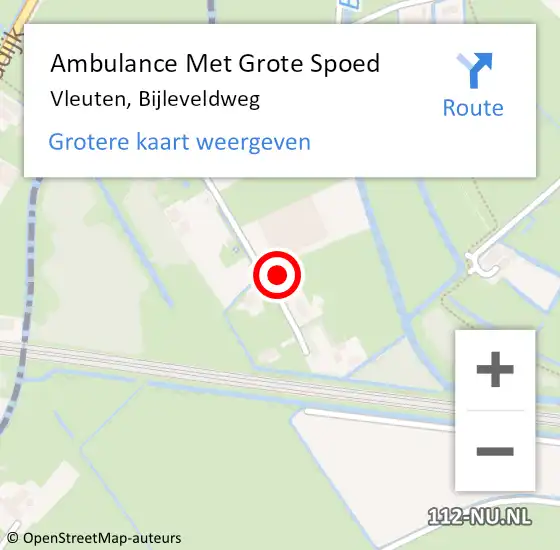 Locatie op kaart van de 112 melding: Ambulance Met Grote Spoed Naar Vleuten, Bijleveldweg op 14 november 2014 04:52