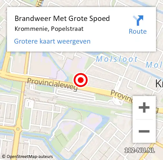 Locatie op kaart van de 112 melding: Brandweer Met Grote Spoed Naar Krommenie, Popelstraat op 14 november 2014 04:55