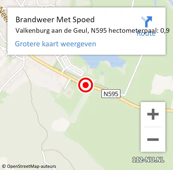 Locatie op kaart van de 112 melding: Brandweer Met Spoed Naar Valkenburg aan de Geul, N595 hectometerpaal: 0,9 op 21 april 2025 02:10