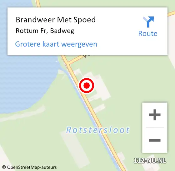 Locatie op kaart van de 112 melding: Brandweer Met Spoed Naar Rottum Fr, Badweg op 14 november 2014 06:36