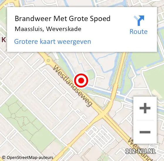 Locatie op kaart van de 112 melding: Brandweer Met Grote Spoed Naar Maassluis, Weverskade op 21 april 2025 04:22