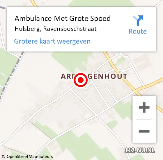 Locatie op kaart van de 112 melding: Ambulance Met Grote Spoed Naar Hulsberg, Ravensboschstraat op 14 november 2014 07:47