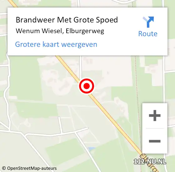 Locatie op kaart van de 112 melding: Brandweer Met Grote Spoed Naar Wenum Wiesel, Elburgerweg op 21 april 2025 11:49