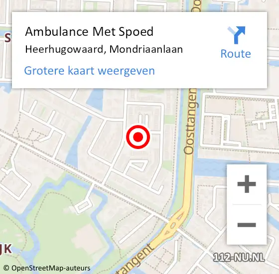 Locatie op kaart van de 112 melding: Ambulance Met Spoed Naar Heerhugowaard, Mondriaanlaan op 21 oktober 2013 06:38
