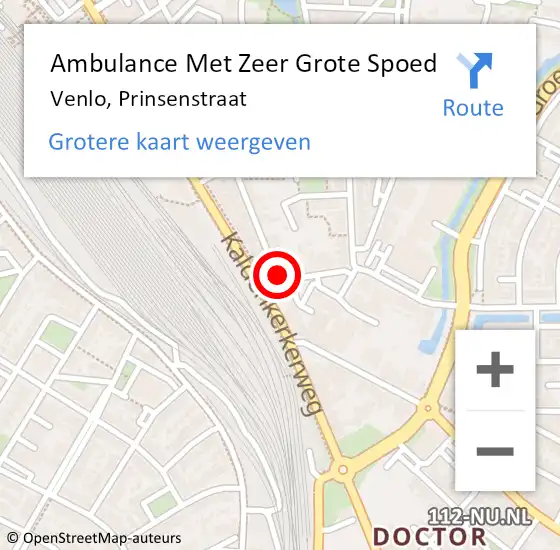 Locatie op kaart van de 112 melding: Ambulance Met Zeer Grote Spoed Naar Venlo, Prinsenstraat op 21 april 2025 17:18