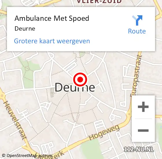 Locatie op kaart van de 112 melding: Ambulance Met Spoed Naar Deurne op 22 april 2025 04:58