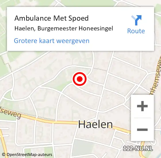 Locatie op kaart van de 112 melding: Ambulance Met Spoed Naar Haelen, Burgemeester Honeesingel op 14 november 2014 09:13