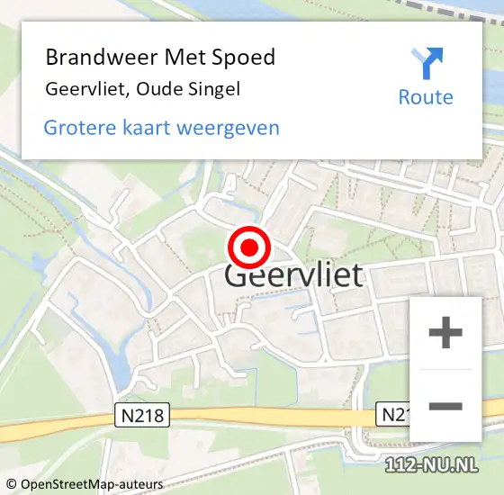 Locatie op kaart van de 112 melding: Brandweer Met Spoed Naar Geervliet, Oude Singel op 14 november 2014 09:18