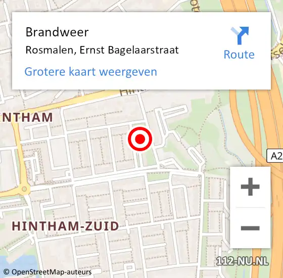 Locatie op kaart van de 112 melding: Brandweer Rosmalen, Ernst Bagelaarstraat op 14 november 2014 09:23