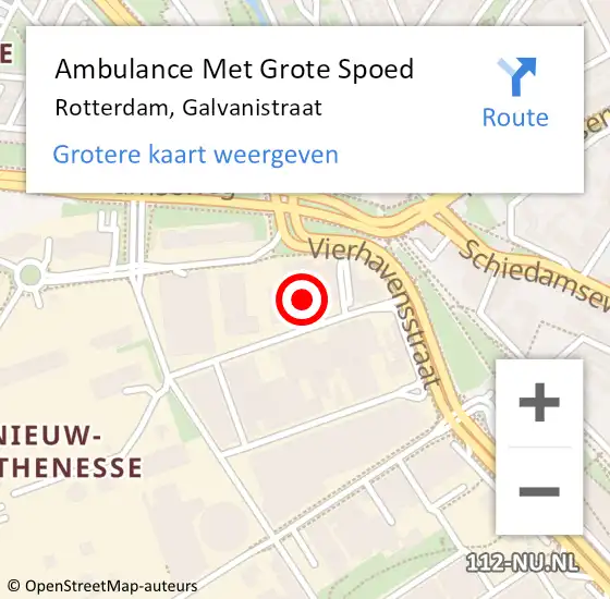 Locatie op kaart van de 112 melding: Ambulance Met Grote Spoed Naar Rotterdam, Galvanistraat op 22 april 2025 14:01