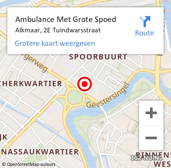 Locatie op kaart van de 112 melding: Ambulance Met Grote Spoed Naar Alkmaar, 2E Tuindwarsstraat op 14 november 2014 09:49