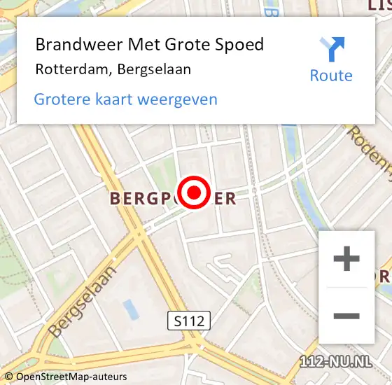 Locatie op kaart van de 112 melding: Brandweer Met Grote Spoed Naar Rotterdam, Bergselaan op 22 april 2025 16:09