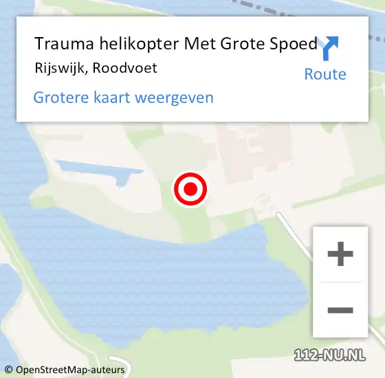 Locatie op kaart van de 112 melding: Trauma helikopter Met Grote Spoed Naar Rijswijk, Roodvoet op 22 april 2025 19:04