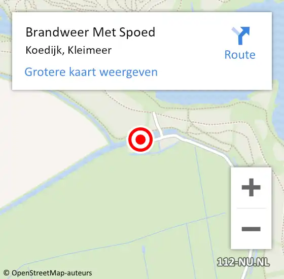 Locatie op kaart van de 112 melding: Brandweer Met Spoed Naar Koedijk, Kleimeer op 22 april 2025 23:19