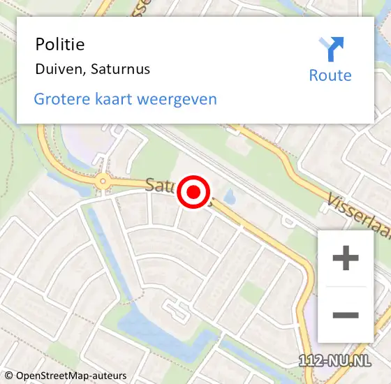 Locatie op kaart van de 112 melding: Politie Duiven, Saturnus op 21 oktober 2013 07:34